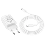   Hoco N60 USB-C hálózati töltő adapter USB-C-USB-C töltő-és adatkábellel, QC, PD, 20W, fehér