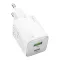 Hoco N41 USB-C-USB-A hálózati töltő adapter, QC3.0, PD, 3A, 20W, fehér