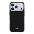 Mercedes PU Leather Semi Wrap Apple iPhone 17 Pro MagSafe tok, fekete-ezüst