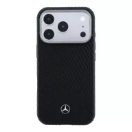   Mercedes PU Leather Semi Wrap Apple iPhone 17 Pro MagSafe tok, fekete-ezüst