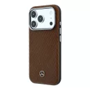 Mercedes PU Leather Semi Wrap Apple iPhone 17 Pro MagSafe tok, barna-ezüst