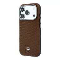   Mercedes PU Leather Semi Wrap Apple iPhone 17 Pro MagSafe tok, barna-ezüst