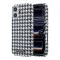 Karl Lagerfeld PU Houndstooth Resin Plate Apple iPhone 17 mágneses tok, MagSafe, fekete-fehér