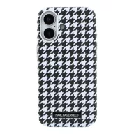   Karl Lagerfeld PU Houndstooth Resin Plate Apple iPhone 17 mágneses tok, MagSafe, fekete-fehér