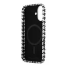 Karl Lagerfeld PU Houndstooth Resin Plate Apple iPhone 17 mágneses tok, MagSafe, fekete-fehér