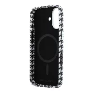   Karl Lagerfeld PU Houndstooth Resin Plate Apple iPhone 17 mágneses tok, MagSafe, fekete-fehér
