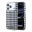 Karl Lagerfeld PU Houndstooth Resin Plate Apple iPhone 17 Pro mágneses tok, MagSafe, fekete-fehér