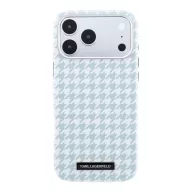   Karl Lagerfeld PU Houndstooth Resin Plate Apple iPhone 17 Pro Max mágneses tok, MagSafe, kék-fehér