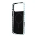 Karl Lagerfeld PU Houndstooth Resin Plate Apple iPhone 17 Pro Max mágneses tok, MagSafe, kék-fehér