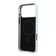   Karl Lagerfeld PU Houndstooth Resin Plate Apple iPhone 17 Pro mágneses tok, MagSafe, kék-fehér