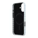 Karl Lagerfeld PU Houndstooth Resin Plate Apple iPhone 17 mágneses tok, MagSafe, kék-fehér
