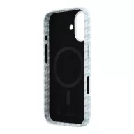   Karl Lagerfeld PU Houndstooth Resin Plate Apple iPhone 17 mágneses tok, MagSafe, kék-fehér