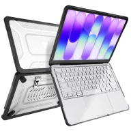   Tech-Protect Kevlar Pro Apple Macbook Neo 13 (2026) tok, megerősített peremmel, kitámasztóval, Matte Clear, fekete-átlátszó