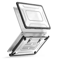   Tech-Protect Kevlar Pro Apple Macbook Neo 13 (2026) tok, megerősített peremmel, kitámasztóval, Matte Clear, fekete-átlátszó
