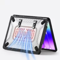   Tech-Protect Kevlar Pro Apple Macbook Neo 13 (2026) tok, megerősített peremmel, kitámasztóval, Matte Clear, fekete-átlátszó