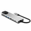 Tech-Protect HB09 Hub adapter USB-C-USB-A-HDMI 4k 60hz, SD/TF, PD100W, RJ45 1000MB/S. ezüst