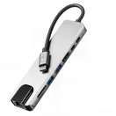 Tech-Protect HB09 Hub adapter USB-C-USB-A-HDMI 4k 60hz, SD/TF, PD100W, RJ45 1000MB/S. ezüst