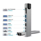 Tech-Protect HB09 Hub adapter USB-C-USB-A-HDMI 4k 60hz, SD/TF, PD100W, RJ45 1000MB/S. ezüst
