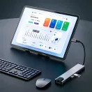 Tech-Protect HB09 Hub adapter USB-C-USB-A-HDMI 4k 60hz, SD/TF, PD100W, RJ45 1000MB/S. ezüst