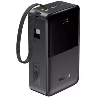   Baseus Bipow 2  Pro Powerbank / külső akkumulátor, USB-A-2xUSB-C, beépített USB-C kábellel, 30.000mAh, QC+PD, fekete