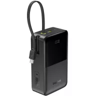   Baseus Bipow 2  Pro Powerbank / külső akkumulátor, USB-A-2xUSB-C, beépített USB-C kábellel, 30.000mAh, QC+PD, fekete