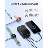   Baseus Bipow 2  Pro Powerbank / külső akkumulátor, USB-A-2xUSB-C, beépített USB-C kábellel, 30.000mAh, QC+PD, fekete
