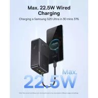   Baseus Bipow 2  Pro Powerbank / külső akkumulátor, USB-A-2xUSB-C, beépített USB-C kábellel, 30.000mAh, QC+PD, fekete