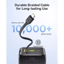 Baseus Bipow 2  Pro Powerbank / külső akkumulátor, USB-A-2xUSB-C, beépített USB-C kábellel, 30.000mAh, QC+PD, fekete