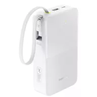   Baseus Bipow 2  Pro Powerbank / külső akkumulátor, USB-A-2xUSB-C, beépített USB-C kábellel, 30.000mAh, QC+PD, fehér