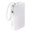 Baseus Bipow 2  Pro Powerbank / külső akkumulátor, USB-A-2xUSB-C, beépített USB-C kábellel, 30.000mAh, QC+PD, fehér
