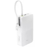   Baseus Bipow 2  Pro Powerbank / külső akkumulátor, USB-A-2xUSB-C, beépített USB-C kábellel, 30.000mAh, QC+PD, fehér