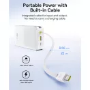 Baseus Bipow 2  Pro Powerbank / külső akkumulátor, USB-A-2xUSB-C, beépített USB-C kábellel, 30.000mAh, QC+PD, fehér