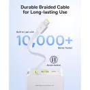 Baseus Bipow 2  Pro Powerbank / külső akkumulátor, USB-A-2xUSB-C, beépített USB-C kábellel, 30.000mAh, QC+PD, fehér