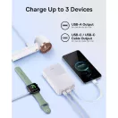 Baseus Bipow 2  Pro Powerbank / külső akkumulátor, USB-A-2xUSB-C, beépített USB-C kábellel, 30.000mAh, QC+PD, fehér