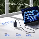 Baseus PicoGo 2xUSB-A-USB-C hálózati gyorstöltő adapter, 67W, 3.35A, fekete
