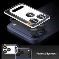   Spigen Glas.tR EZ Fit Apple iPhone 17 Pro tempered glass kameravédő üvegfólia felhelyező kerettel, fekete