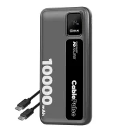   OBAL:ME CablePulse powerbank / külső akkumulátor beépített kábellel, digitális kijelzővel, 10000mAh, 22,5W, fekete
