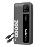   OBAL:ME CablePulse powerbank / külső akkumulátor beépített kábellel, digitális kijelzővel, 20000mAh, 22,5W, fekete