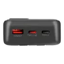 OBAL:ME CablePulse powerbank / külső akkumulátor beépített kábellel, digitális kijelzővel, 20000mAh, 22,5W, fekete