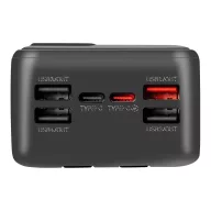   OBAL:ME CablePulse powerbank / külső akkumulátor beépített kábellel, digitális kijelzővel, 30000mAh, 22,5W, fekete