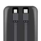 OBAL:ME CablePulse powerbank / külső akkumulátor beépített kábellel, digitális kijelzővel, 50000mAh, 22,5W, fekete