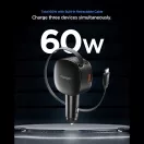 Spigen Essential EV603BT autós töltő, USB-C-USB-A, USB-C kábellel, 60W, fekete