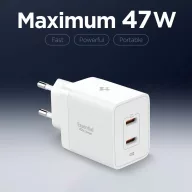   Spigen Essential EE472EU USB-C 2-portos hálózati töltő adapter, 47W, fehér
