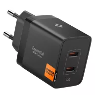   Spigen Essential EE472EU USB-C 2-portos hálózati töltő adapter, 47W, fekete