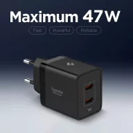   Spigen Essential EE472EU USB-C 2-portos hálózati töltő adapter, 47W, fekete