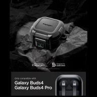   Spigen Lock Fit Samsung Galaxy Buds 4 / Buds 4 Pro tok karabinerrel, Black, fekete