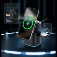   Spigen EF223MS vezeték nélküli wireless gyorstöltő, MagSafe, 3in1, Qi2, 15W, fekete (Apple Watch / Airpods / iPhone)