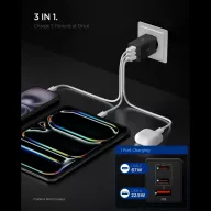   Spigen Essential EE472EU 2xUSB-C-USB-A 3-portos hálózati töltő adapter, 67W, fekete