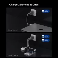   Spigen Essential EE472EU 2xUSB-C 2-portos hálózati töltő adapter, GaN, 47W, Gunmetal, szürke