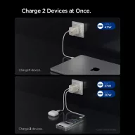   Spigen Essential EE472EU 2xUSB-C 2-portos hálózati töltő adapter, GaN, 47W, Titanium, ezüst